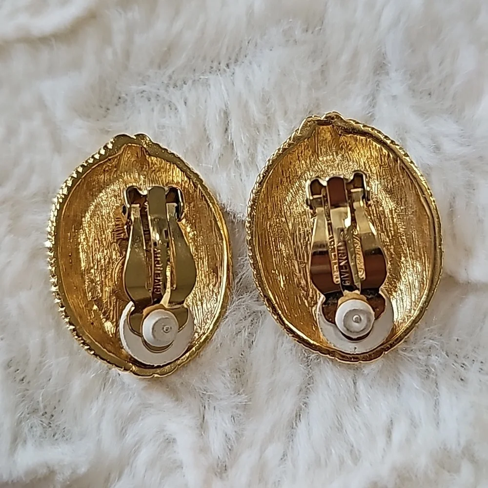 Givenchy Vintage Goldtone Faux Pearl Clip on earrings